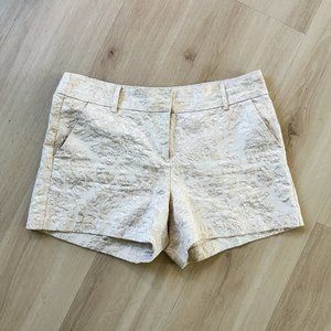 LC Lauren Conrad Cream & Gold Floral Metallic Brocade Short